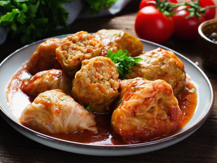 Sarma mit Kartoffelbrei – Sauerkrautwickel mit Hackfleisch